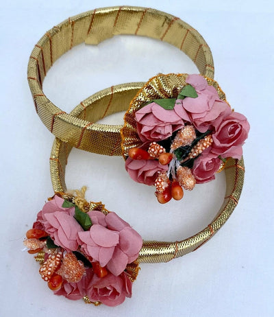 New Jaipur Handicraft Necklace ,Earring, Maangtika & Bracelet Set Peach / Free Size / Bridal Look Lamansh® 🌺🌻🌹🌷 Floral Jewellery Set