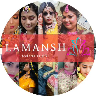 New Jaipur Handicraft Necklace ,Earring, Maangtika & Bracelet Set 🌸 Pink-Gold / Free Size / Bridal Look Lamansh® 🌺 Special Flower Jewellery Set