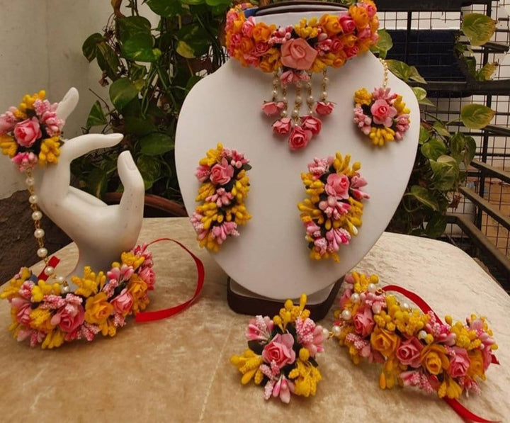 Artificial Flower Flower Design Necklace Set Handmade Artificial