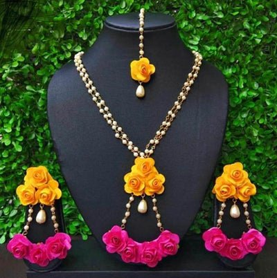 Yellow Flower necklace  jewellery set