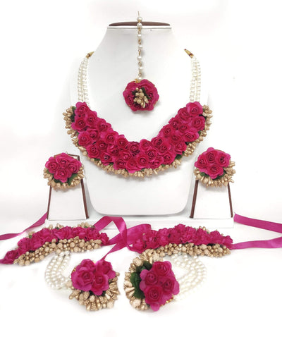 Floral jewellery set / flower jewellery/ Haldi jewellery
