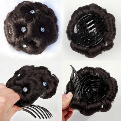 Artificial moti Hair Bun with Clatuer easy to use 