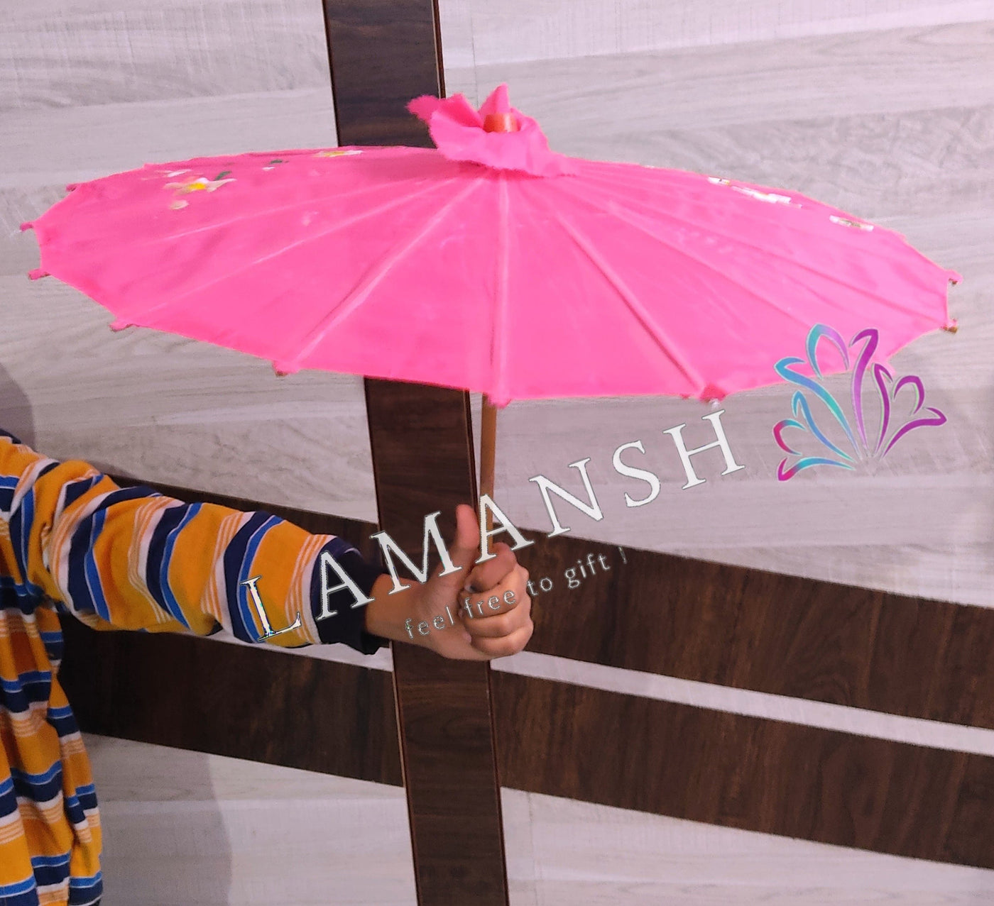 New Jaipur Handicraft Umbrella ☂️ Random color / 1 Umbrella & 1 Packaging Box Lamansh® (Pack of 1) Medium Size Japanese Wooden Frame Umbrella / Best for Bridal entry in Weddings & Events