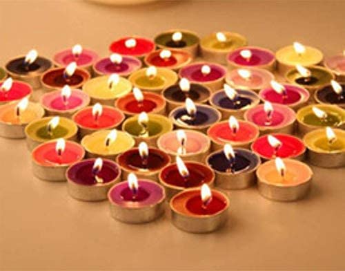 New Jaipur Handicraft Wax Candles 🕯 Lamansh® Pack of 50 Multicolored Tealight Wax Candles 🕯 / Unscented Wax Candles for Home Decoration 🎀Birthday Parties